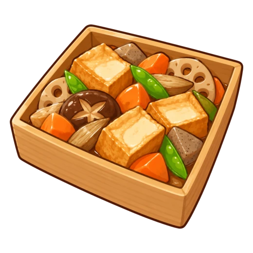 厚揚げの五目煮のイラスト