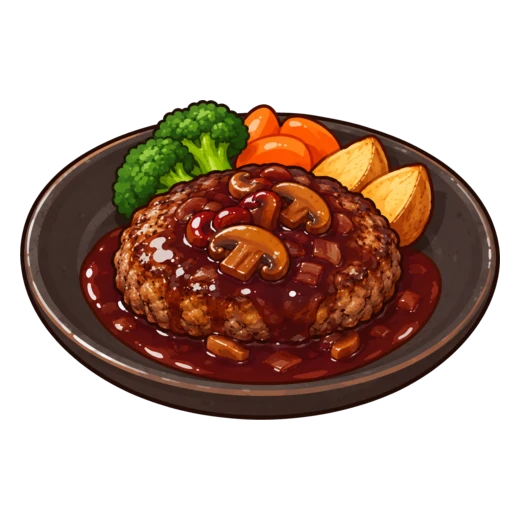 ボルドレーズソースのハンバーグのイラスト