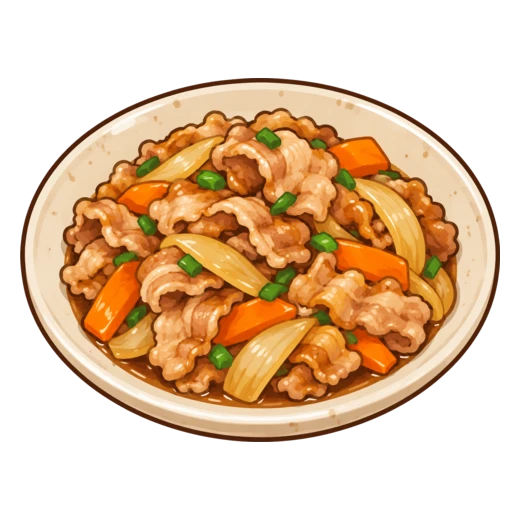 豚肉の炒め煮のイラスト