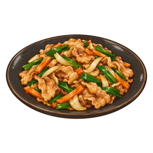 豚肉のオイスターソース炒めのイラスト