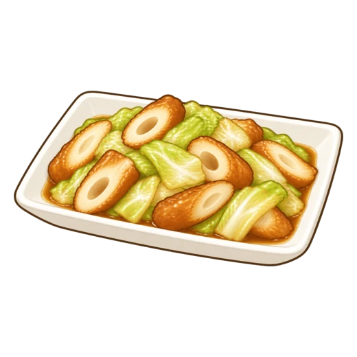 竹輪とキャベツの甘酢煮のイラスト