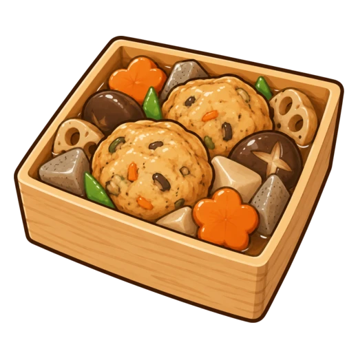 がんもどきの五目煮のイラスト
