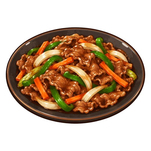 牛肉のオイスターソース炒めのイラスト