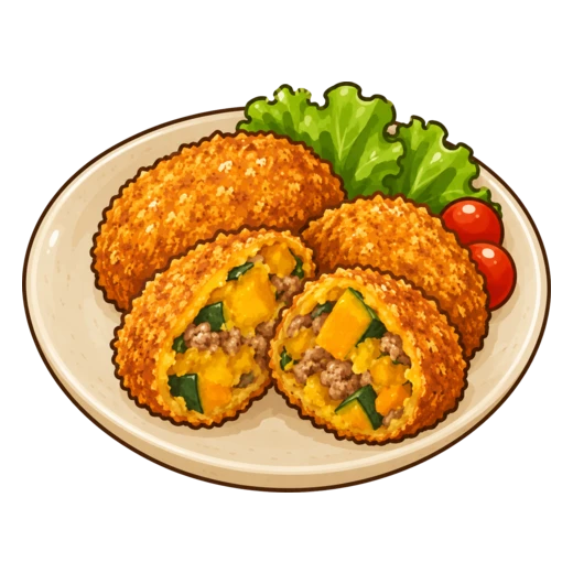 かぼちゃひき肉フライのイラスト
