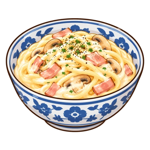 クリームソーススパゲッティのイラスト