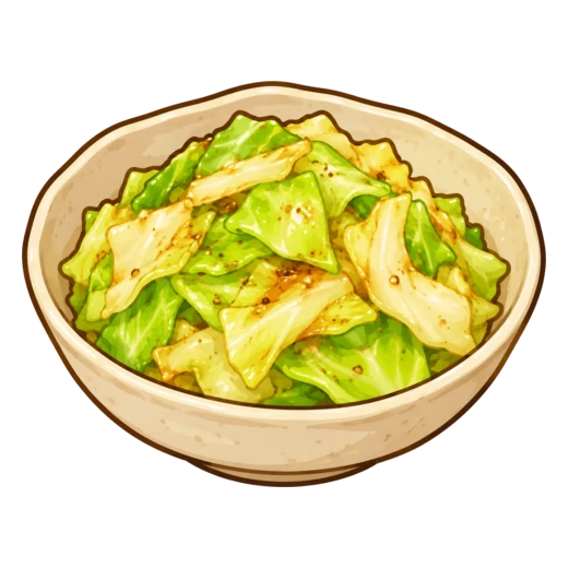キャベツのドレッシングソテーのイラスト