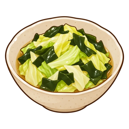 キャベツとわかめの煮びたしのイラスト