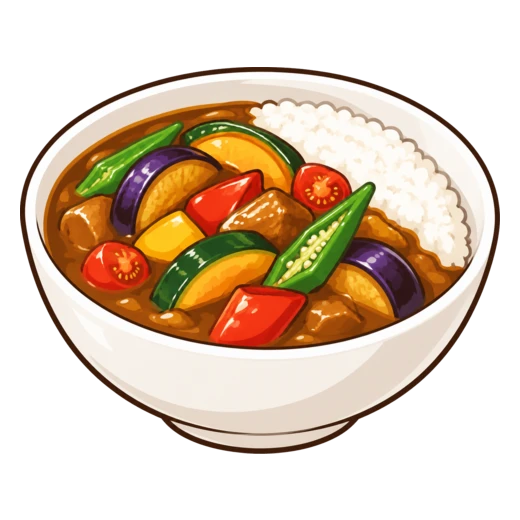 夏野菜カレーのイラスト