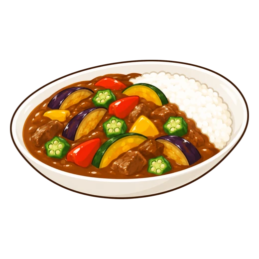 夏野菜のカレーのイラスト