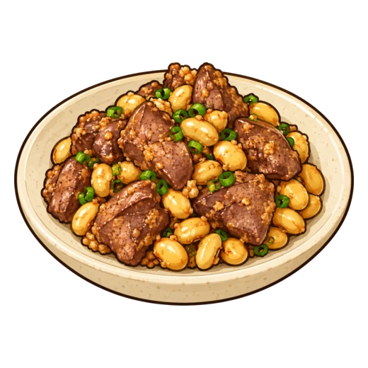 レバーとだいずのから揚げのイラスト