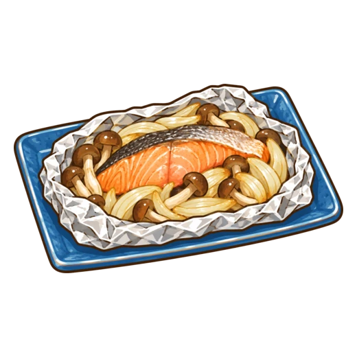鮭ときのこのホイル焼きのイラスト