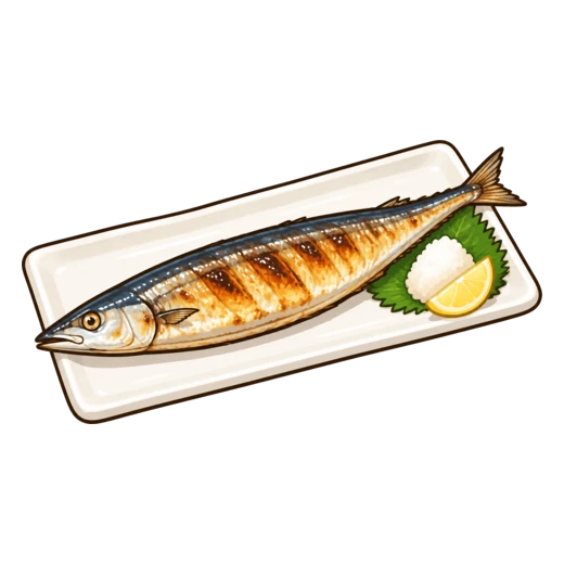さんまの塩焼きのイラスト