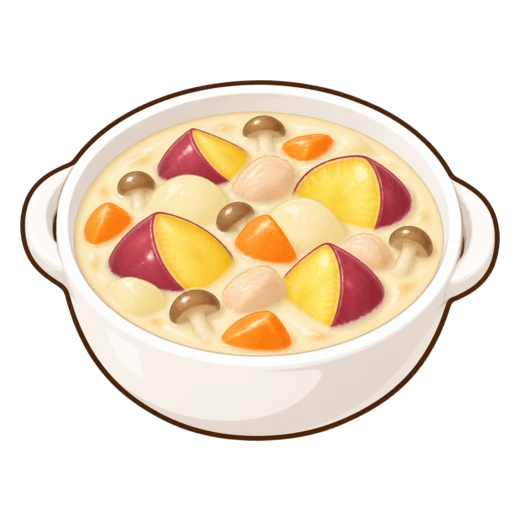 さつまいものクリームシチューのイラスト