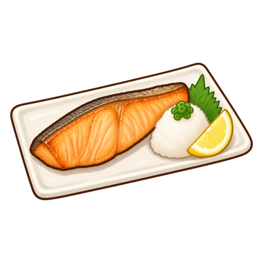 鮭の塩焼きのイラスト