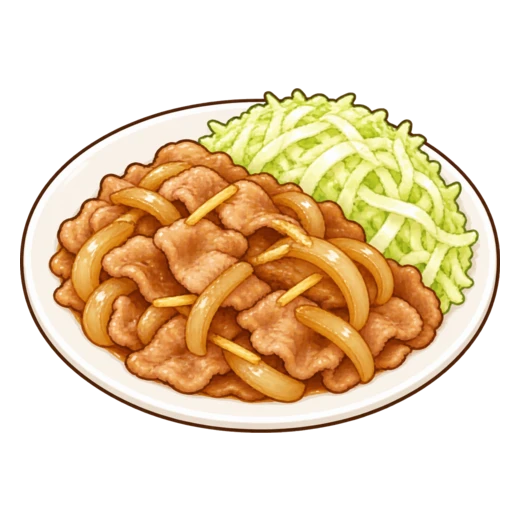 豚肉の生姜焼きのイラスト