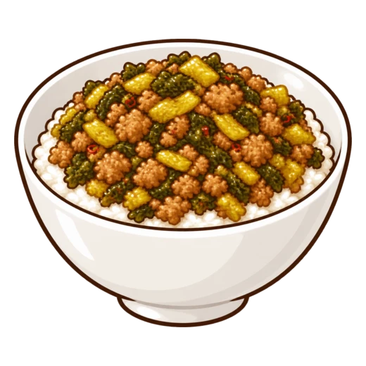 たかなそぼろ丼のイラスト