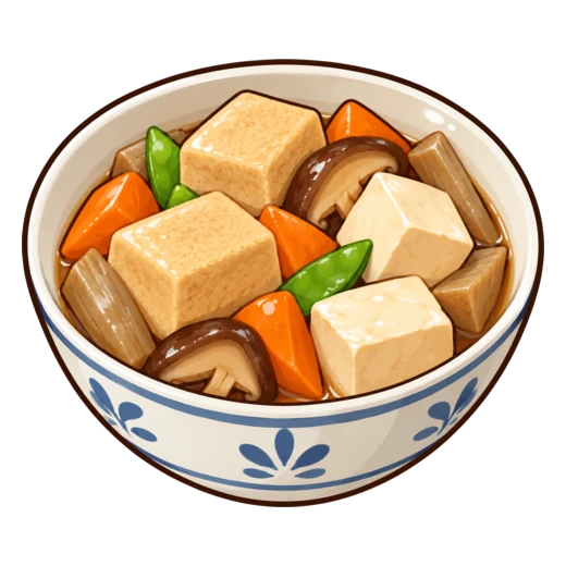 高野豆腐のうま煮のイラスト