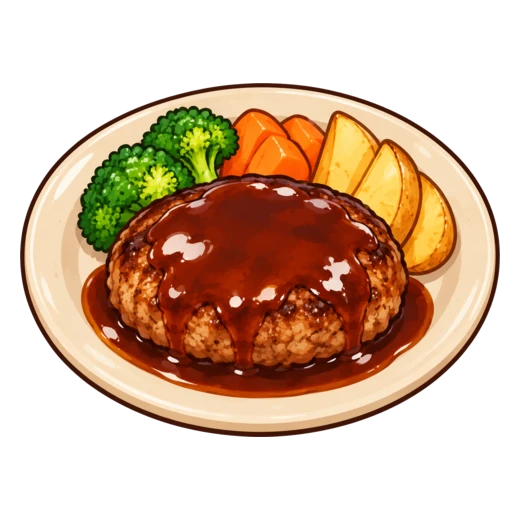 照り焼きハンバーグのイラスト