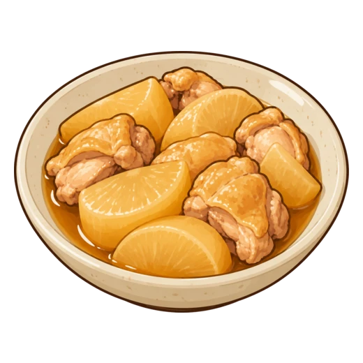 鶏肉と大根の煮物のイラスト
