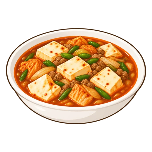 豆腐のチゲ風のイラスト