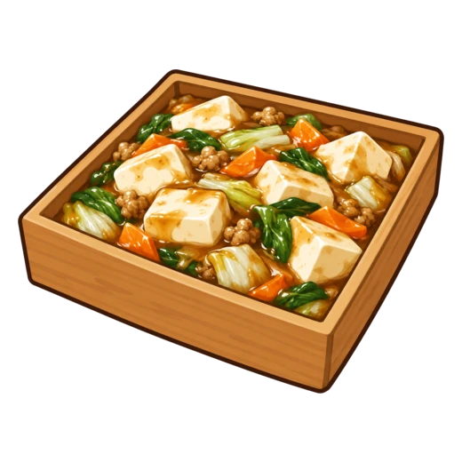 豆腐の中華煮のイラスト