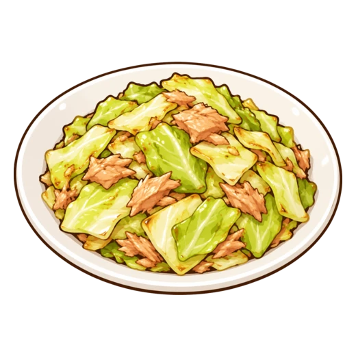 ツナとキャベツのソテーのイラスト