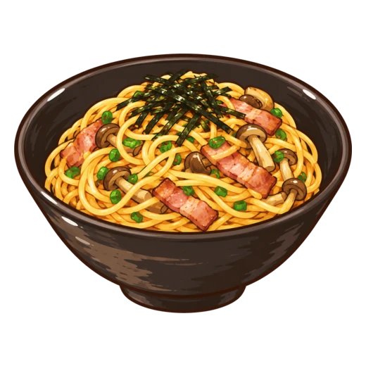 和風スパゲッティのイラスト