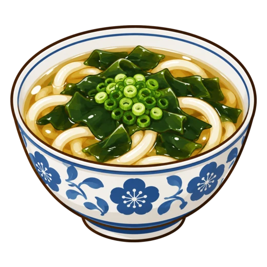 わかめうどんのイラスト